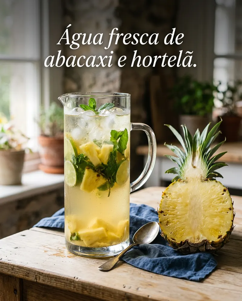 Água fresca de abacaxi e hortelã